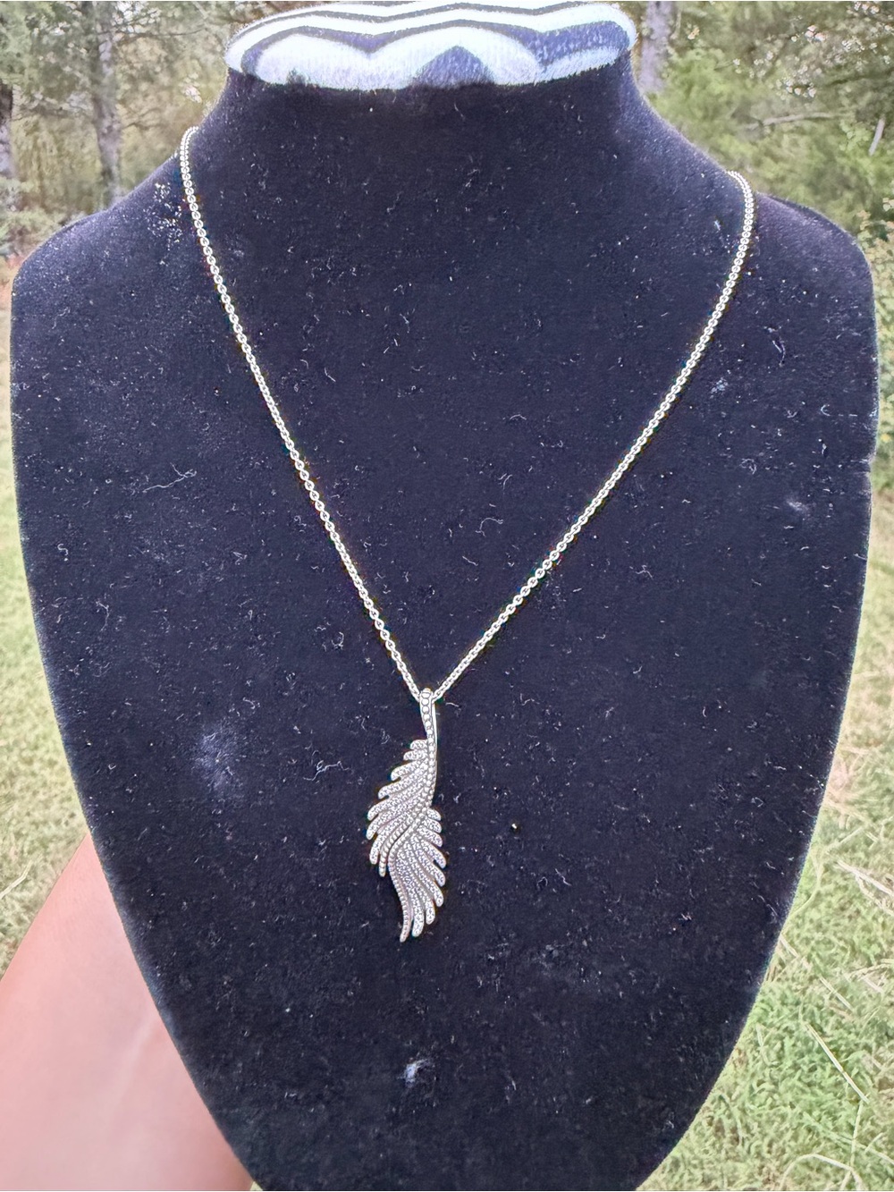 Pandora Sterling Silver Majestic Feather Pendant Necklace